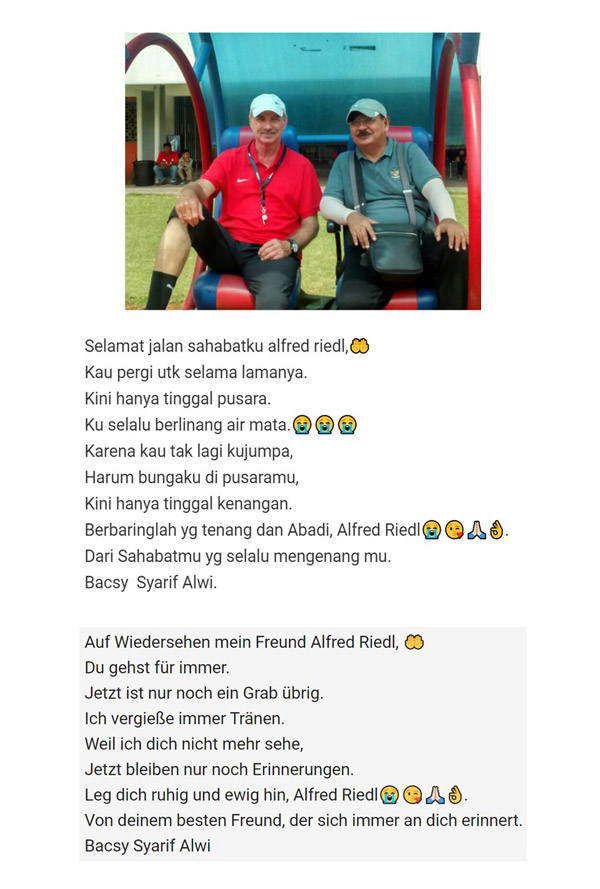Letter of condolence from Dr. Syarif